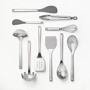 Figmint - 10pc Stainless Steel Kitchen Utensil Set Silver -  Silver
